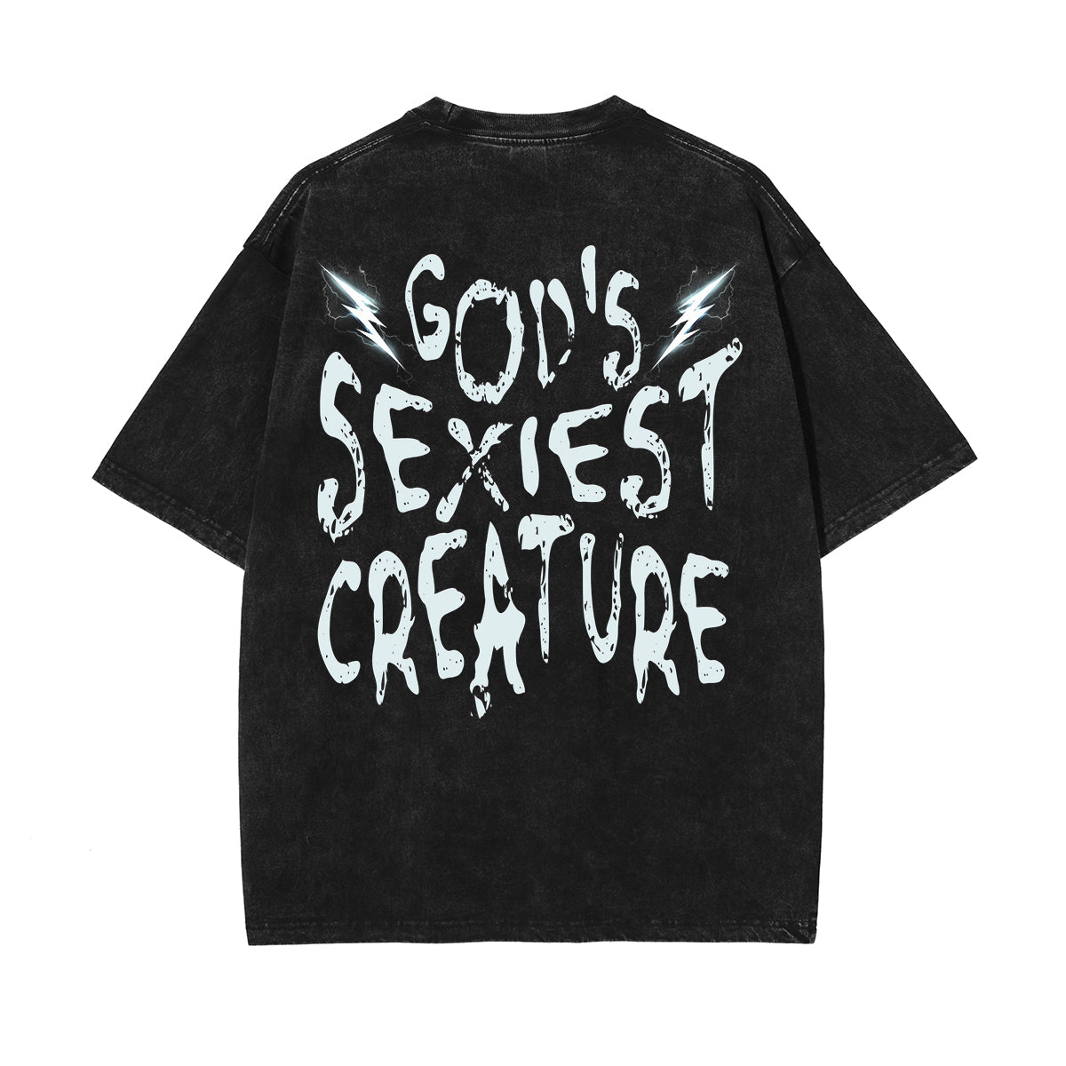 Stone-Washed Bold Typography Crewneck Tee