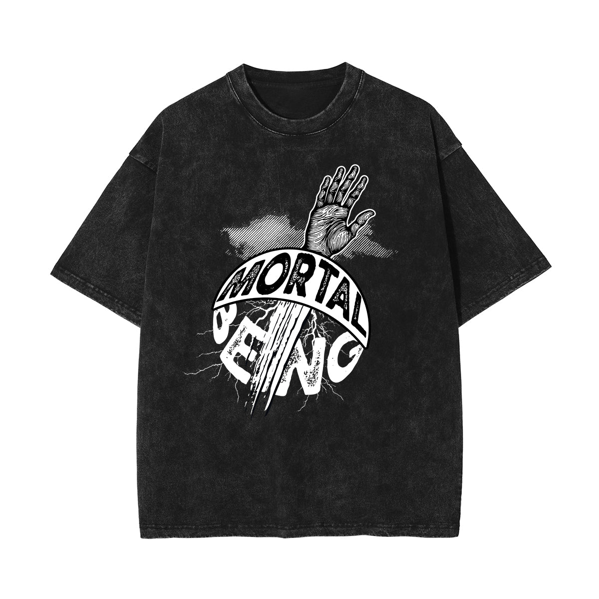 Stone-Washed Bold Typography Crewneck Tee