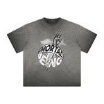 Vintage-Style Frayed Typography Tee