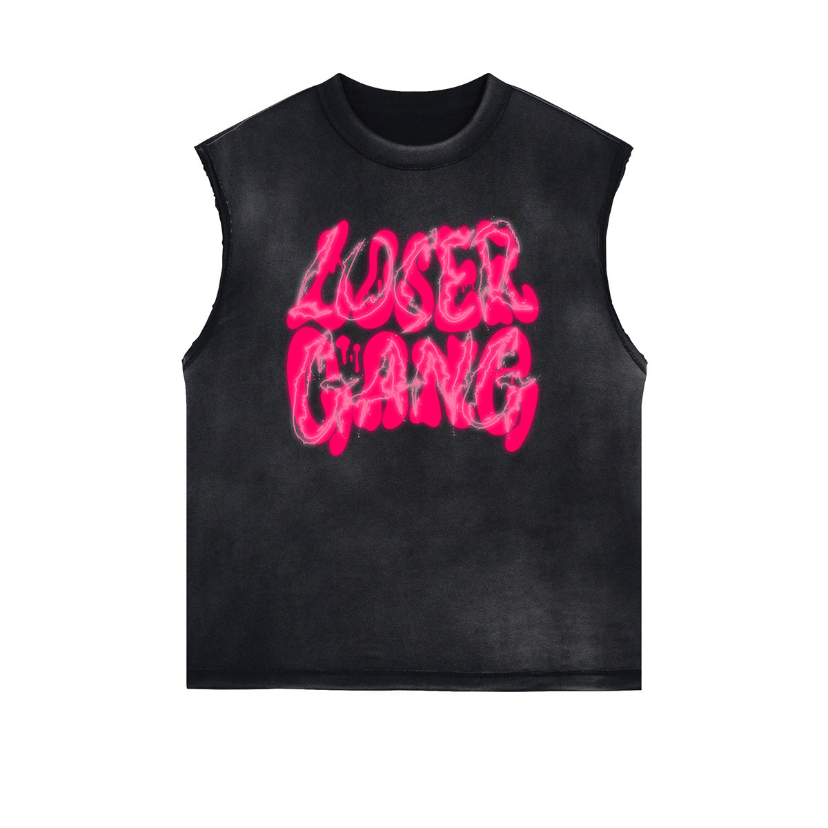 Distressed Bold Typography Sleeveless Tee