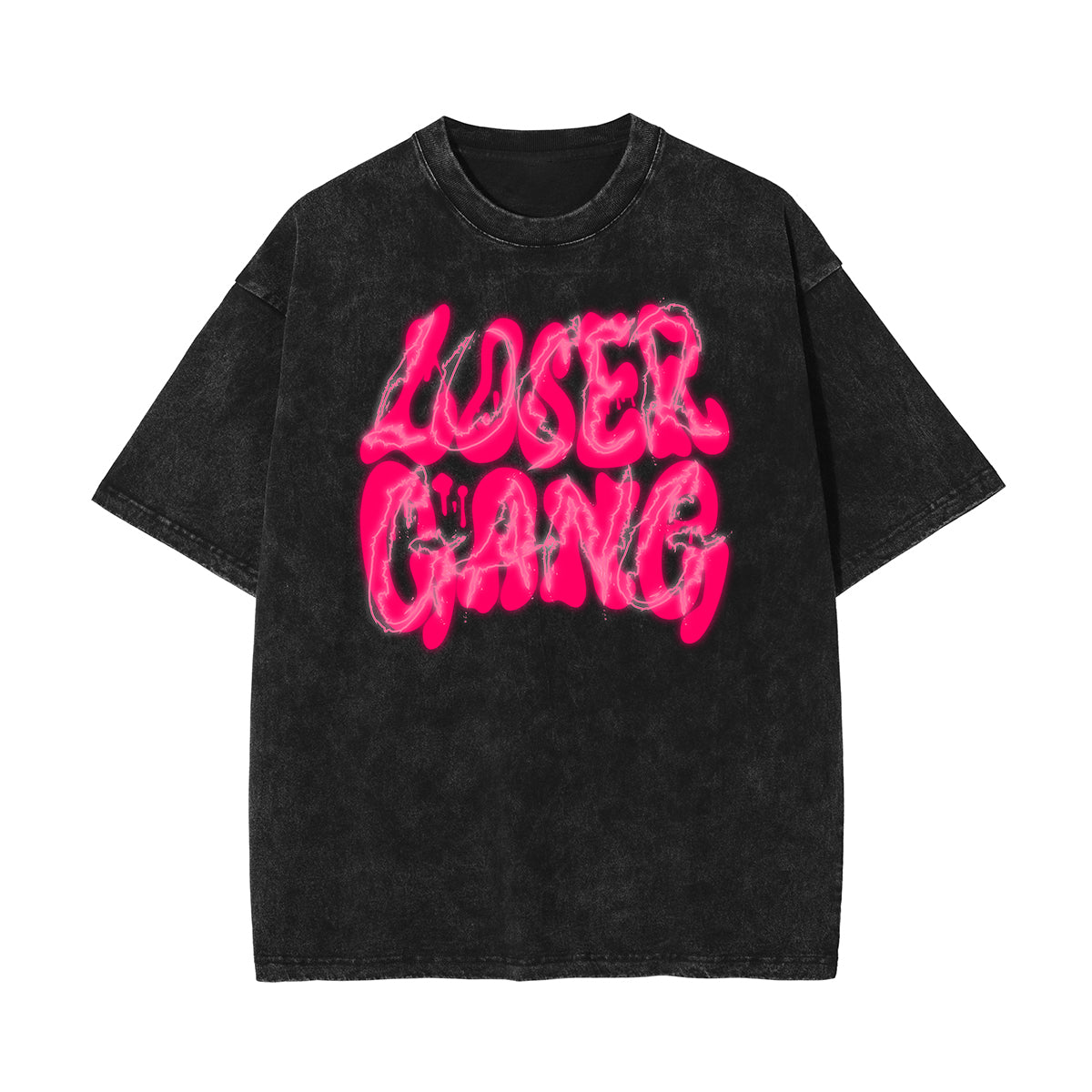 Stone-Washed Bold Typography Crewneck Tee