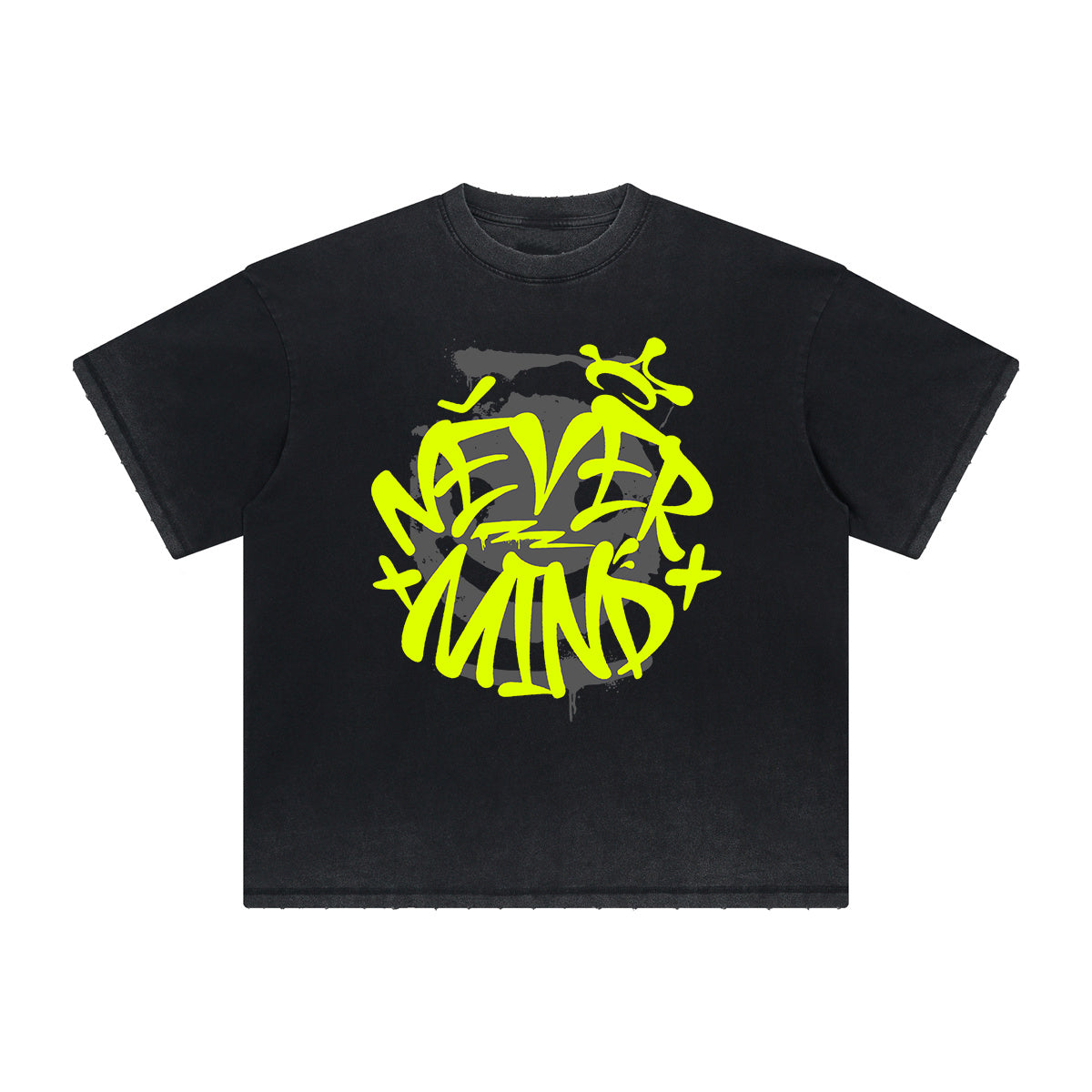 Camiseta con tipografía en negrita y desvanecimiento intenso