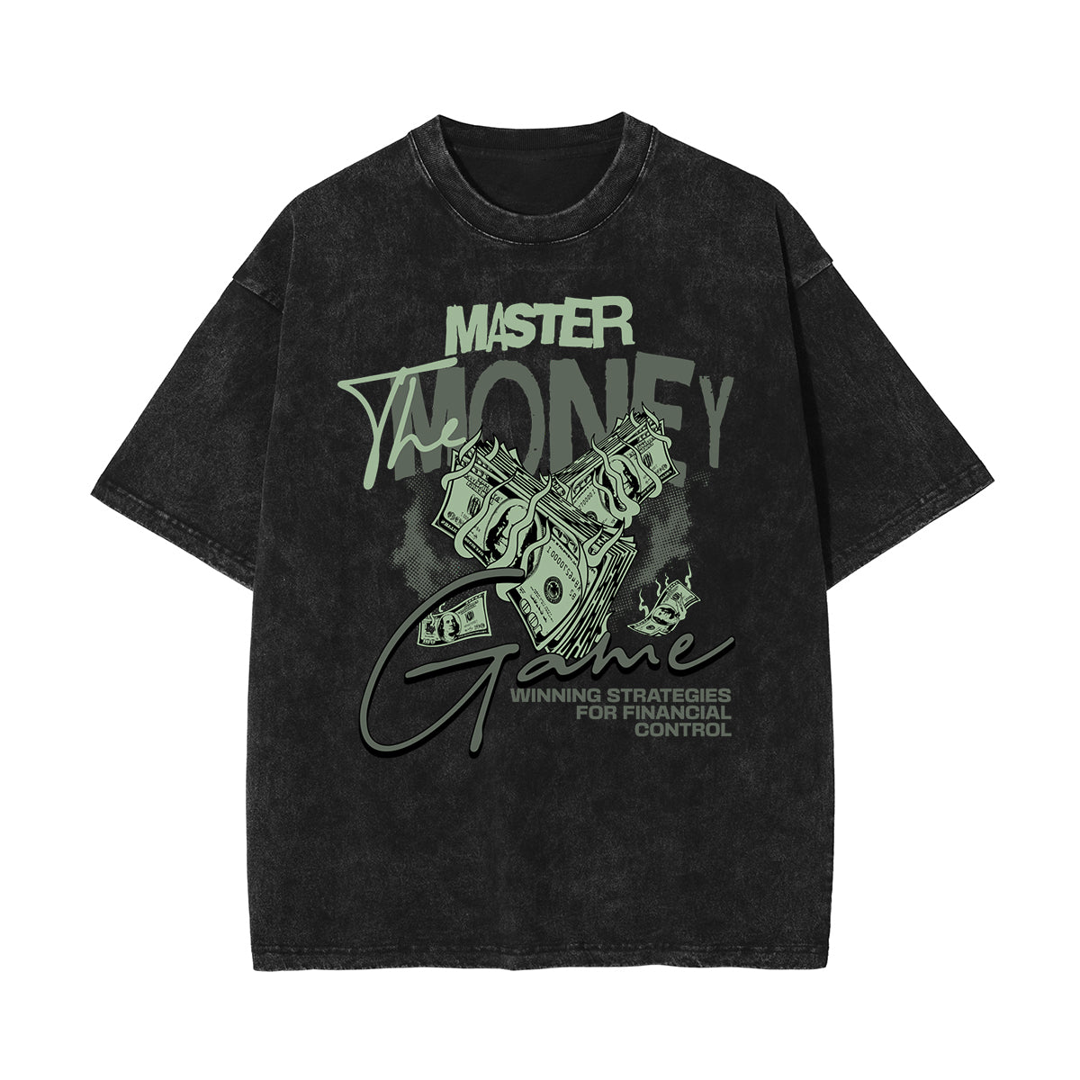 Stone-Washed Bold Typography Crewneck Tee