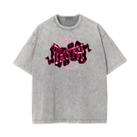 Washed Cotton Graphic Typography T-Shirt