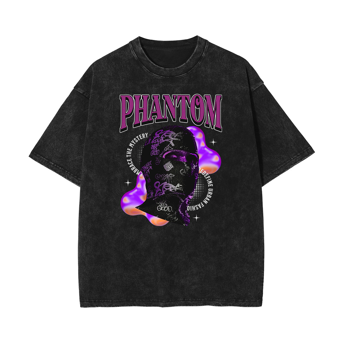 Stone Wash Mystery Mask Graphic T-Shirt