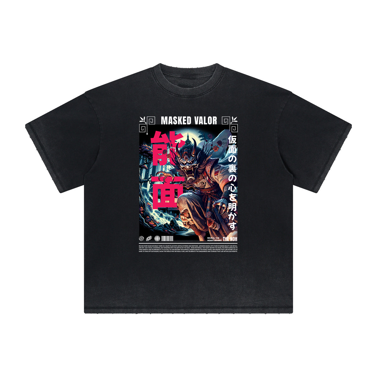 Vintage Frayed Mystery Mask Pattern Tee