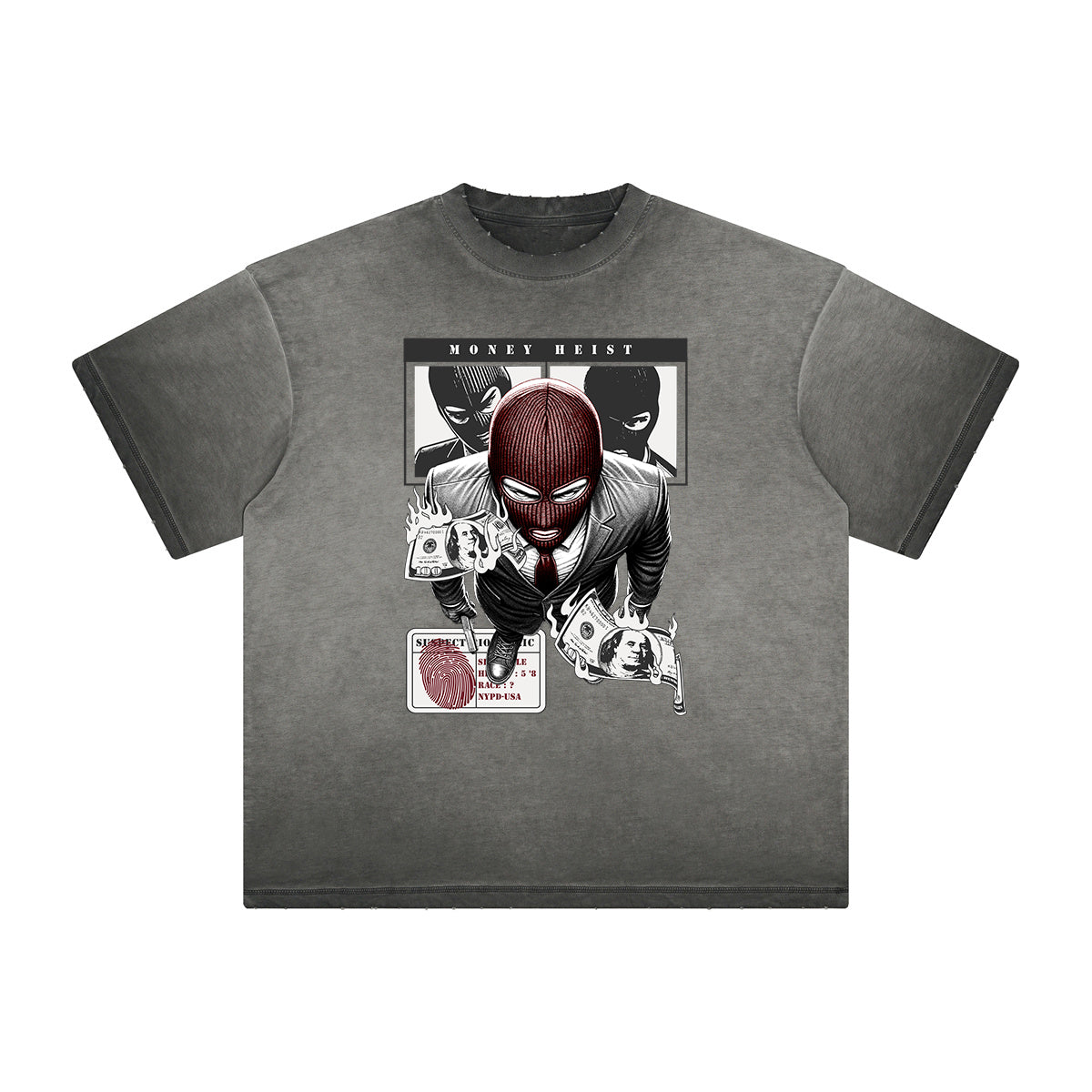 Heavy Faded Mystery Mask Graphic T Shirt