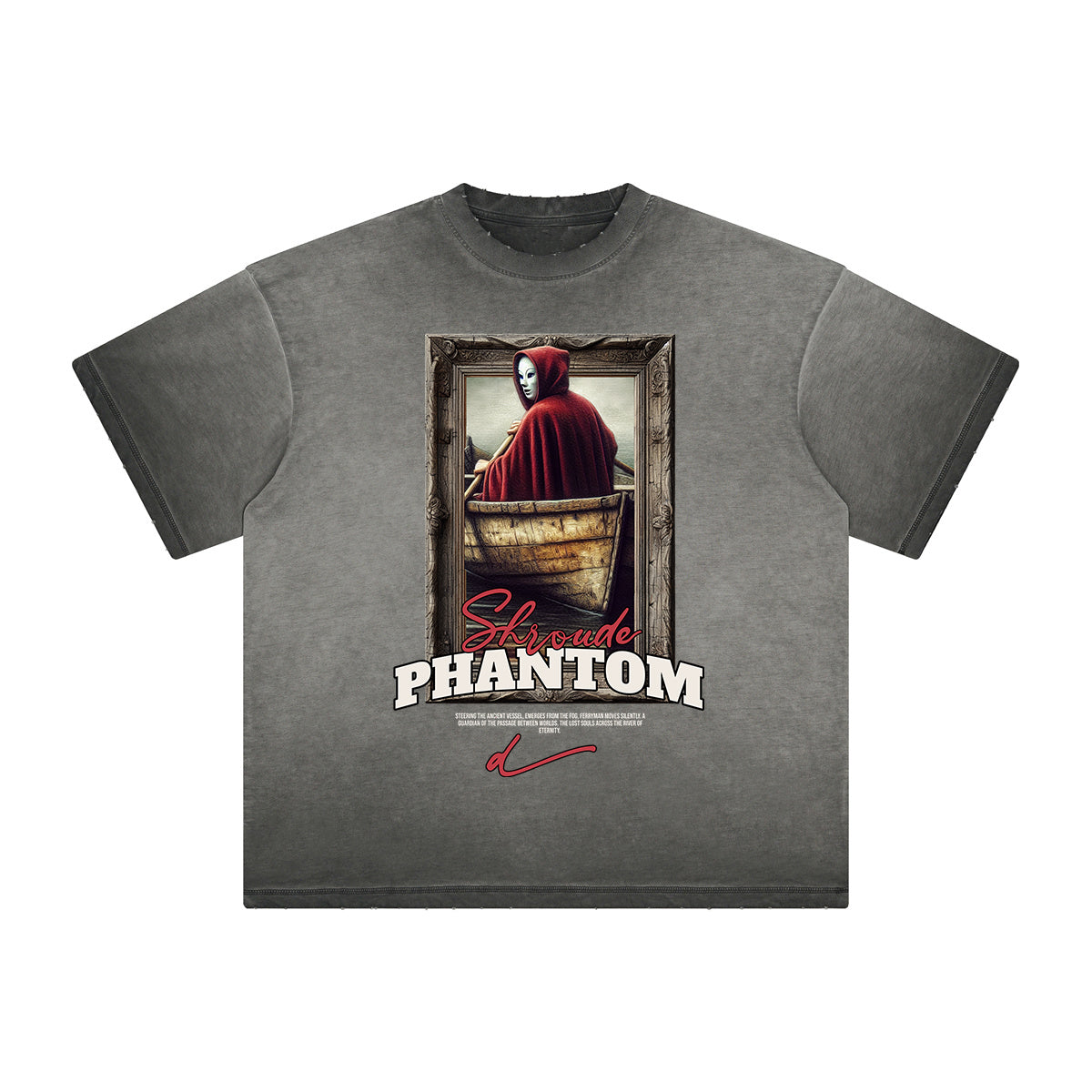 Heavy Faded Mystery Mask Graphic T Shirt