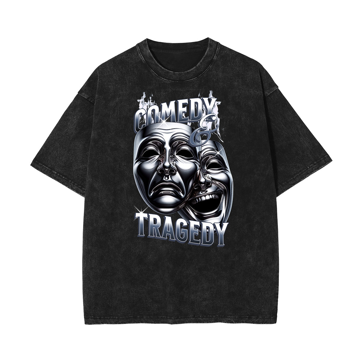 Stone Wash Mystery Mask Graphic T-Shirt