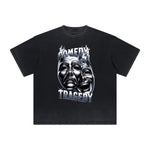Vintage Frayed Mystery Mask Pattern Tee