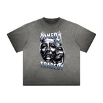 Heavy Faded Mystery Mask Graphic T Shirt