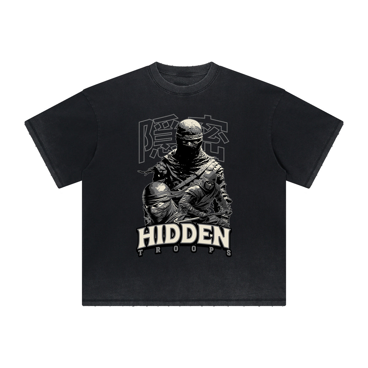 Vintage Frayed Mystery Mask Pattern Tee