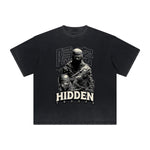 Vintage Frayed Mystery Mask Pattern Tee