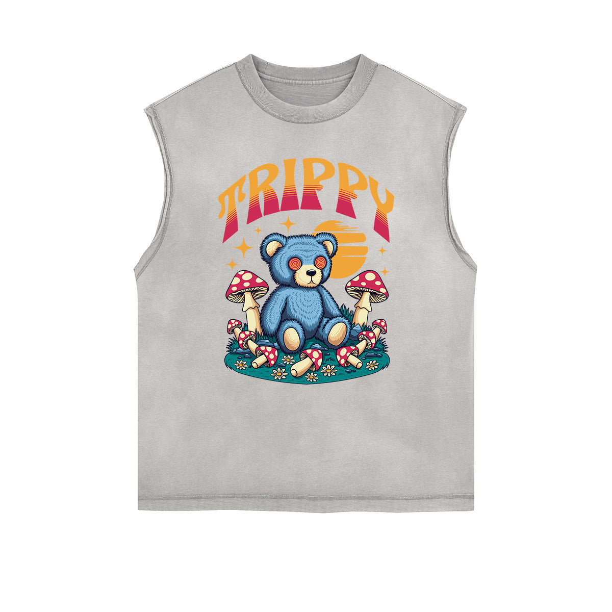 Frayed Edge Creepy Bear Graphic Tank Top