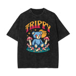 Washed Creepy Bear Graphic Cotton Tee