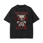 Washed Creepy Bear Graphic Cotton Tee