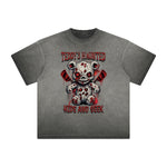 Vintage Frayed Creepy Bear Pattern Tee