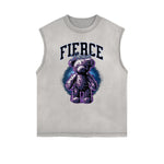 Frayed Edge Creepy Bear Graphic Tank Top