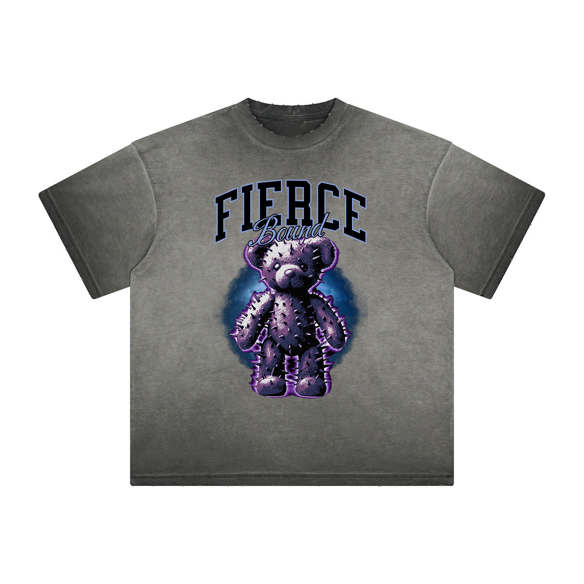 Vintage Frayed Creepy Bear Pattern Tee