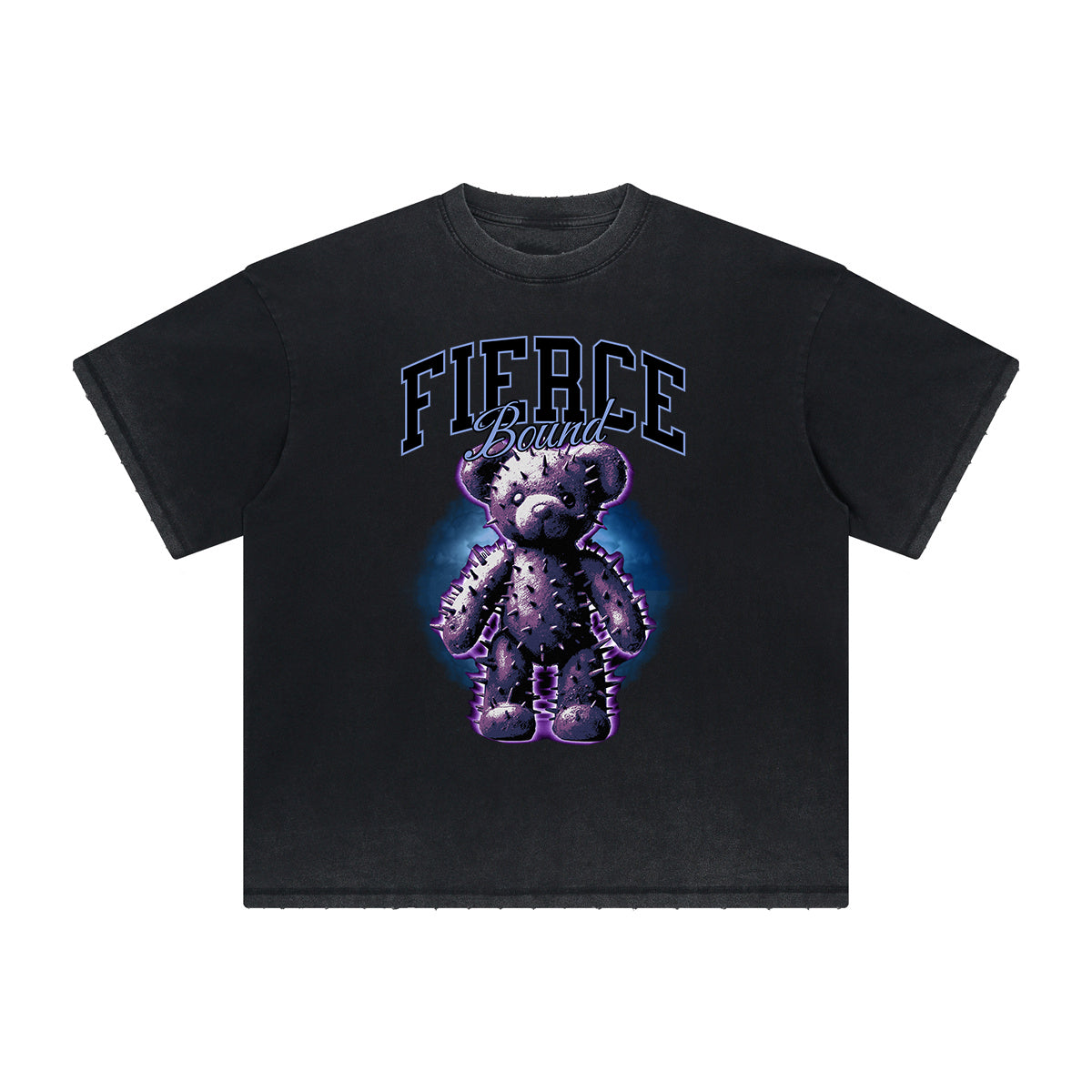 Heavy Faded Creepy Bear Graphic T Shirt