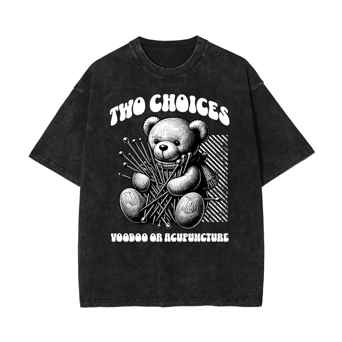 Washed Creepy Bear Graphic Cotton Tee