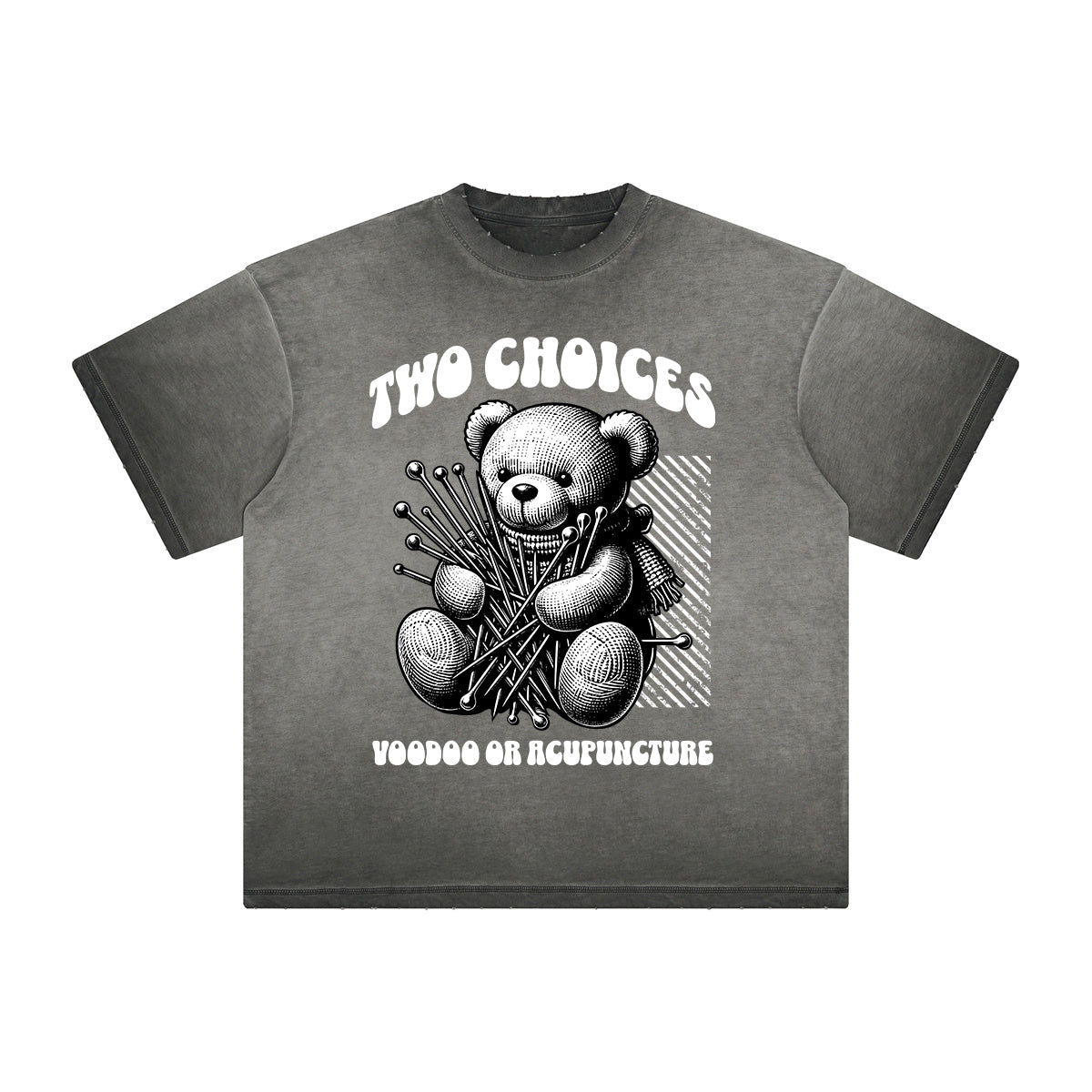 Vintage Frayed Creepy Bear Pattern Tee