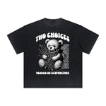 Heavy Faded Creepy Bear Graphic T Shirt