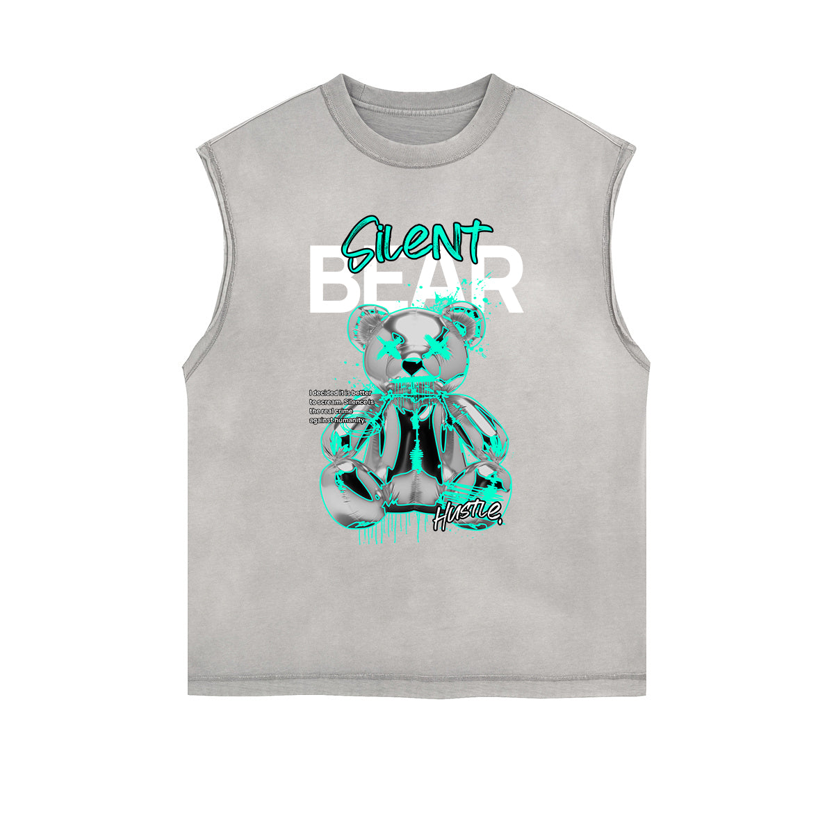 Frayed Edge Creepy Bear Graphic Tank Top