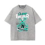 Stone Wash Creepy Bear Graphic T-Shirt