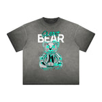 Vintage Frayed Creepy Bear Pattern Tee