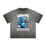 Vintage Frayed Creepy Bear Pattern Tee