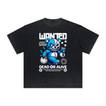 Heavy Faded Creepy Bear Graphic T Shirt