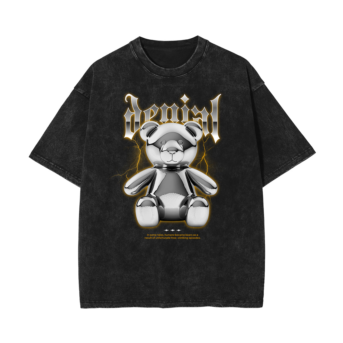Washed Creepy Bear Graphic Cotton Tee