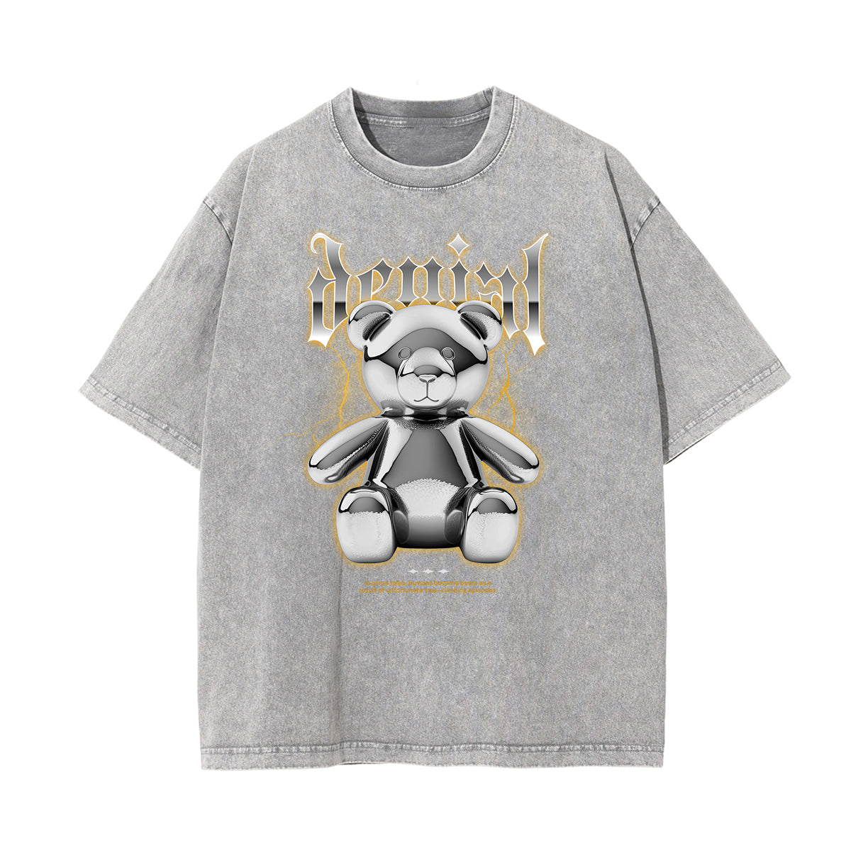 Stone Wash Creepy Bear Graphic T-Shirt