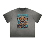 Vintage Frayed Creepy Bear Pattern Tee