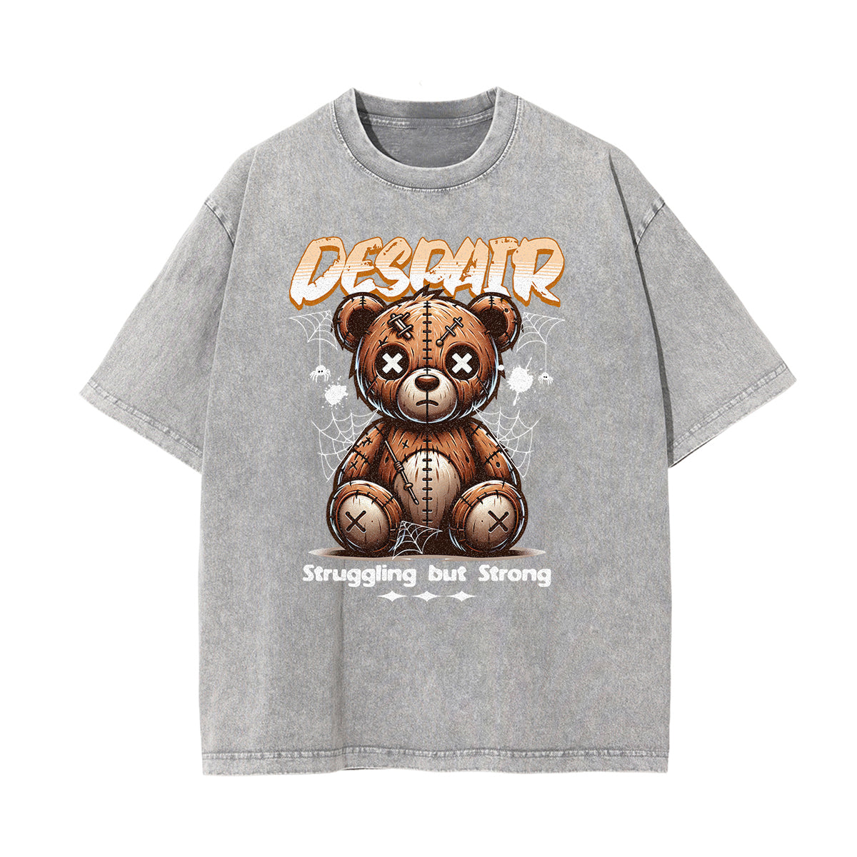 Stone Wash Creepy Bear Graphic T-Shirt