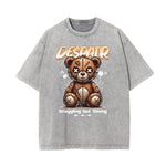 Stone Wash Creepy Bear Graphic T-Shirt