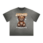 Vintage Frayed Creepy Bear Pattern Tee