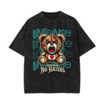 Washed Creepy Bear Graphic Cotton Tee