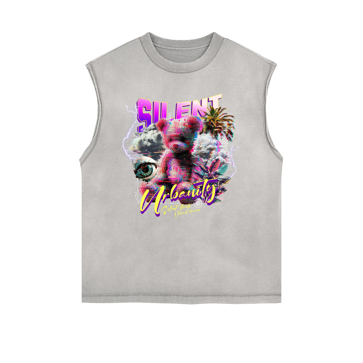 Frayed Edge Creepy Bear Graphic Tank Top