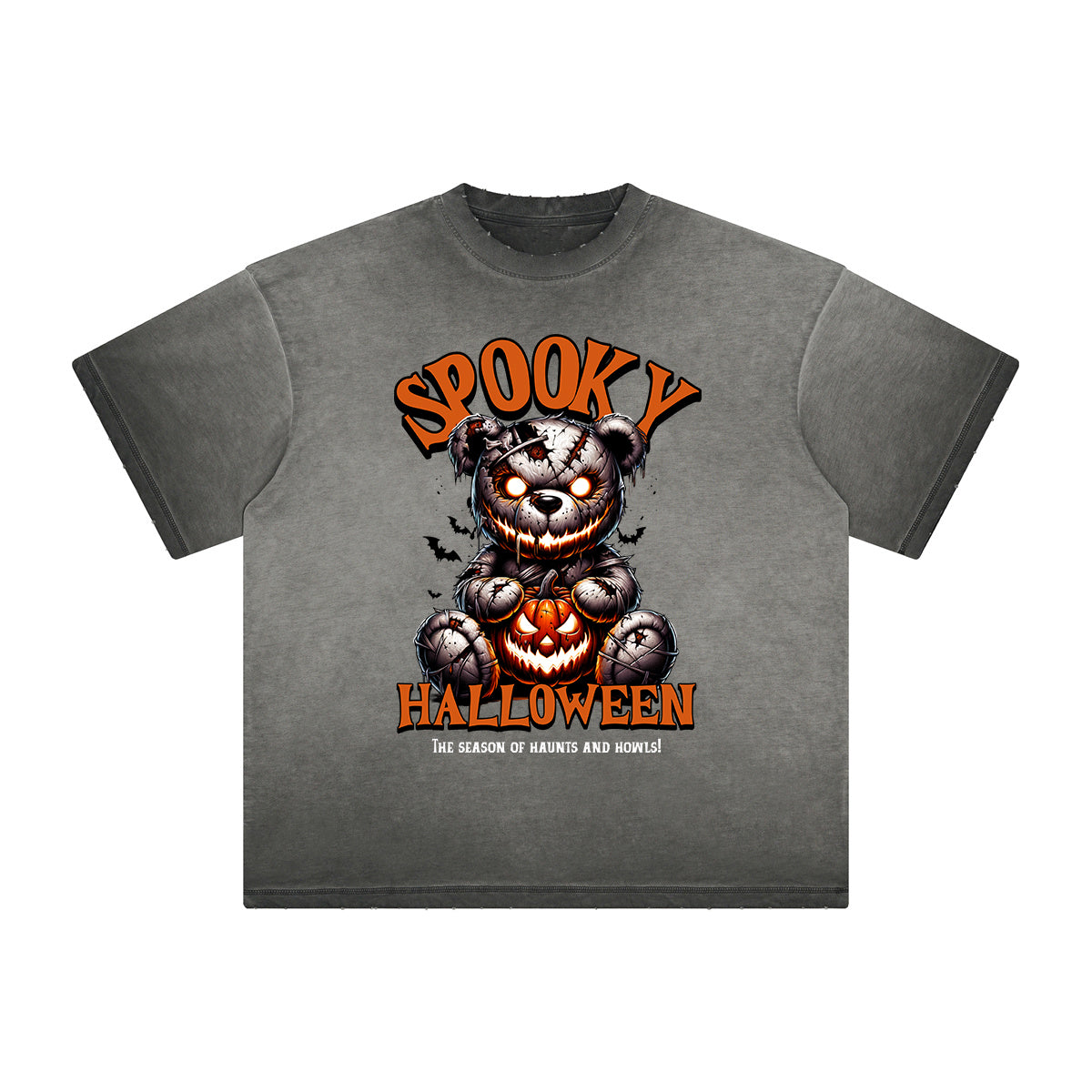 Vintage Frayed Creepy Bear Pattern Tee