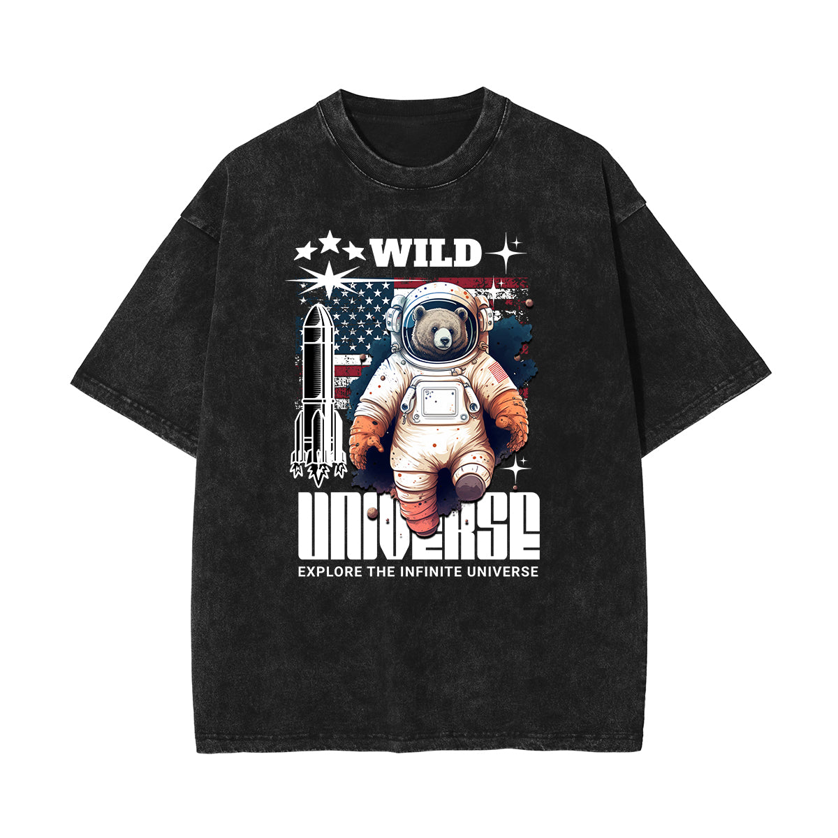 Washed Creepy Bear Graphic Cotton Tee