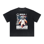 Heavy Faded Creepy Bear Graphic T Shirt