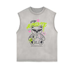 Frayed Edge Creepy Bear Graphic Tank Top