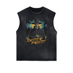 Sleeveless Distressed Dark Aesthetic Tee