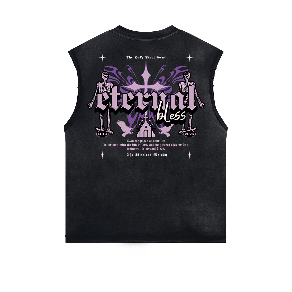 Sleeveless Distressed Dark Aesthetic Tee