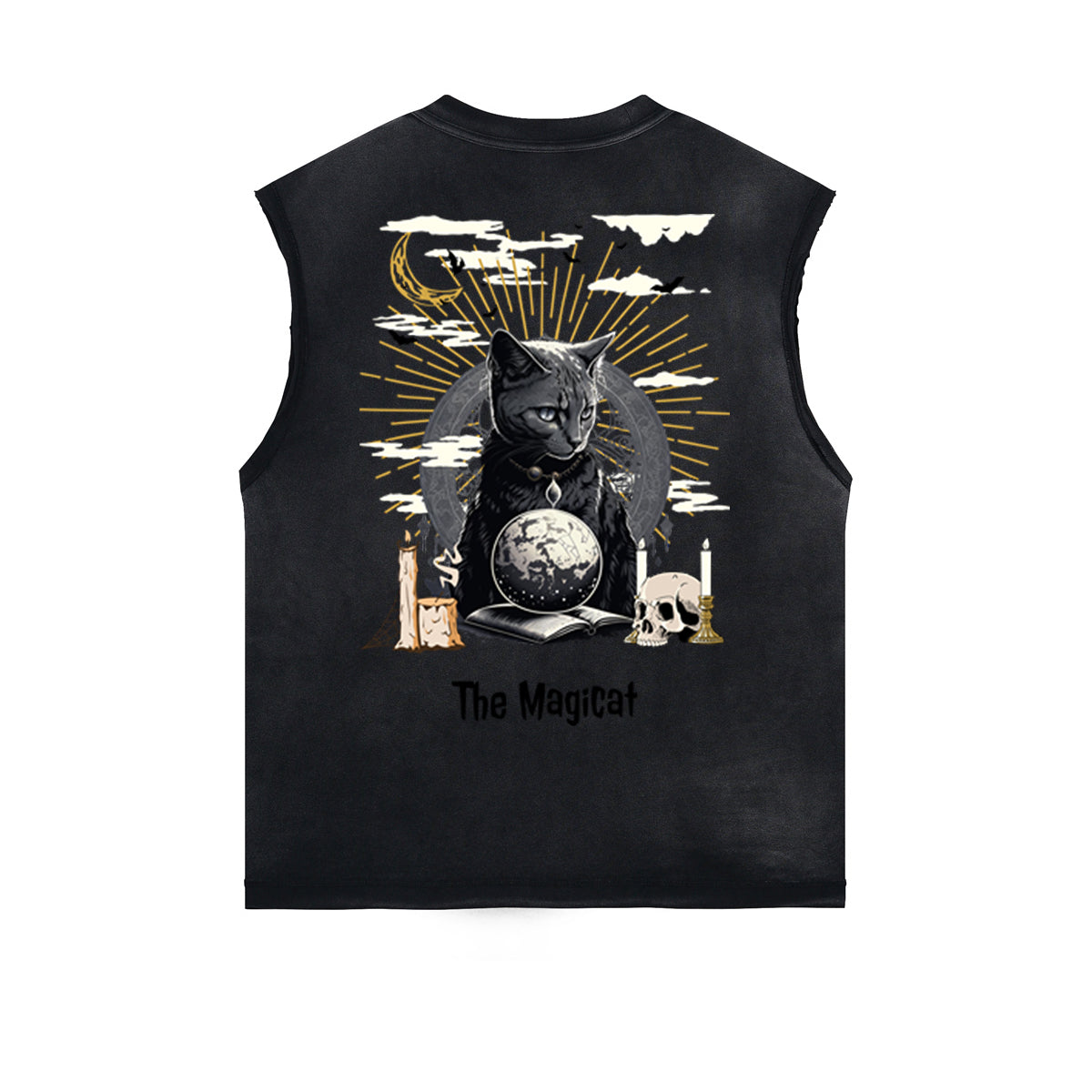 Sleeveless Distressed Dark Aesthetic Tee