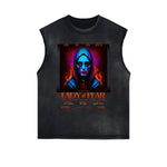 Sleeveless Distressed Dark Aesthetic Tee