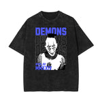 Camiseta gótica de algodón lavado con motivo de muerte