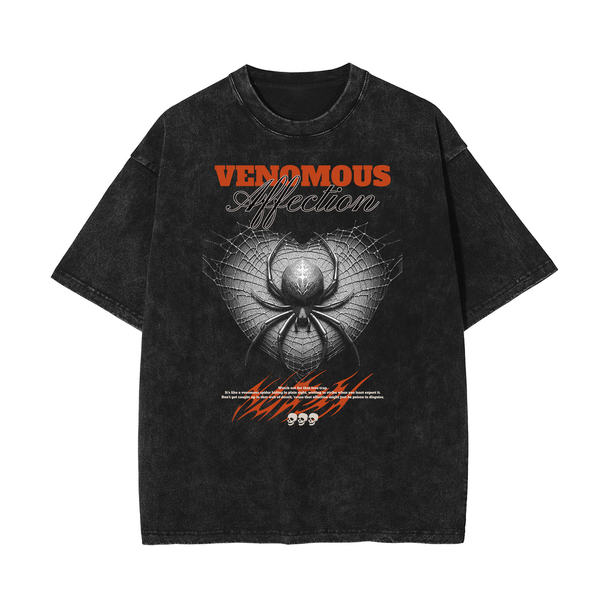 Camiseta gótica de algodón lavado con motivo de muerte